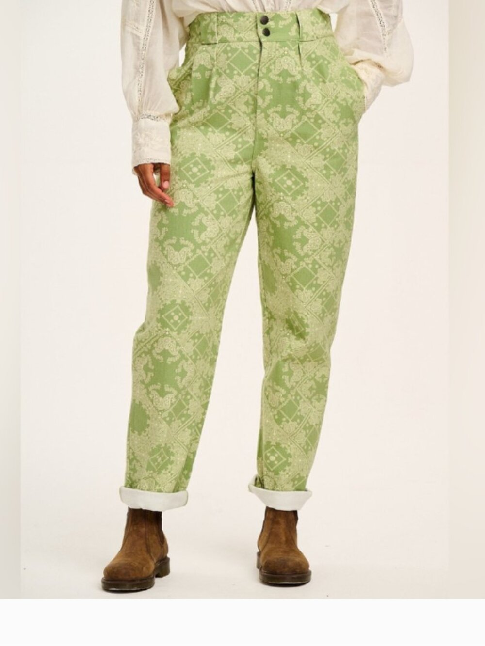 NWOT Lucy & Yak Addison Jeans Organic Twill Eldorado Green Size W28L
